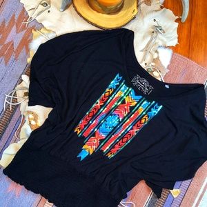 Panhandle Slim Navajo Design Blouse in Black